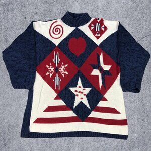 Vintage 90s Jason‎ Maxwell Colorful Pattern Sweater Women’s XL